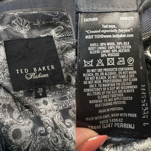 Ted Baker Men’s Blazer 38R Wool-Silk Blend Gray Suit Jacket Preppy Sport Coat - Picture 9 of 10